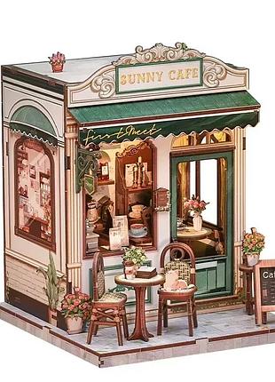 Diy інтер'єрний конструктор booknook sunny cafe (сонячна кав’ярня) — румбокс із led-підсвіткою