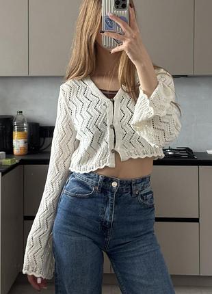 Ажурна кофта молочка кардиган