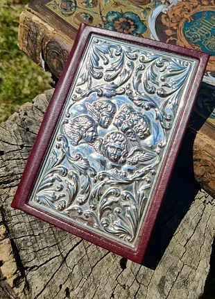 Винтажный блокнот, записная книга, серебро, ангел.