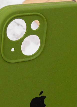 Чехол silicone case full camera protective (aa) для apple iphone 14 (6.1") зеленый / dark olive 6