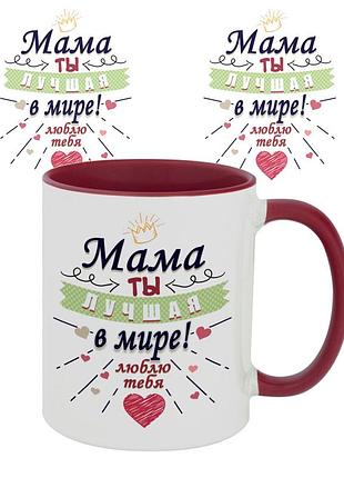 Чашка з принтом 64201 лучшая мама (червона)