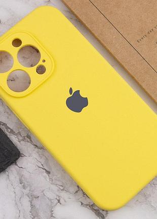 Чехол silicone case full camera protective (aa) для apple iphone 15 pro (6.1") желтый / yellow
