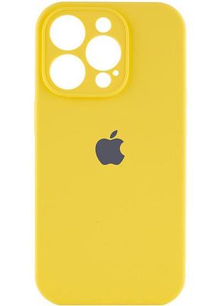 Чехол silicone case full camera protective (aa) для apple iphone 15 pro (6.1") желтый / yellow 2