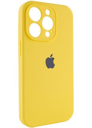 Чехол silicone case full camera protective (aa) для apple iphone 15 pro (6.1") желтый / yellow 3