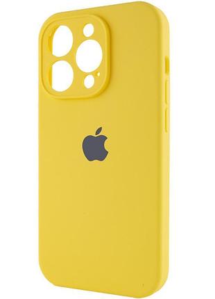 Чехол silicone case full camera protective (aa) для apple iphone 15 pro (6.1") желтый / yellow 4
