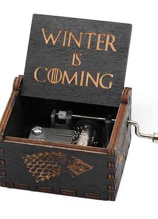 Музыкальная шкатулка винтажная игра престолов (winter coming) черная