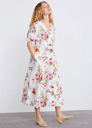 Новое платье миди zara лен хлопок