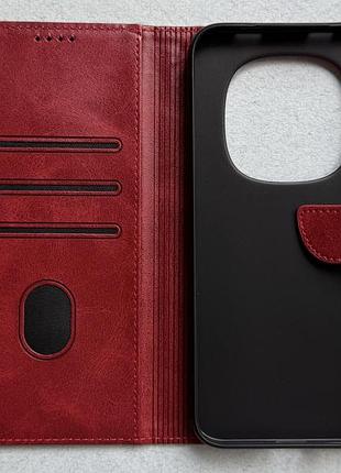 Xiaomi redmi note 15 pro plus 5g чехол-книжка wave fold red красный высококачественная искусственная кожа слоты для карт