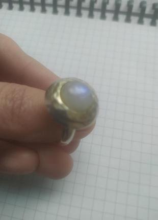 Колецо серебро 925 нат камень адуляр лунный камень 20