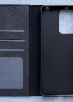 Xiaomi redmi note 12 4g чехол-книжка чёрный высококачественная искусственная кожа слоты для карт