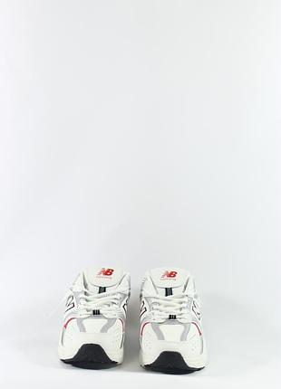 New balance 530 white silver red (шкіра)