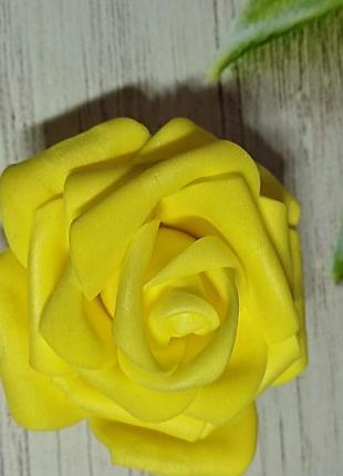 Штучна квітка, роза датексна 5 см. жовта ( за 1 шт.)