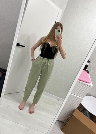 Брюки zara хакі штани літні