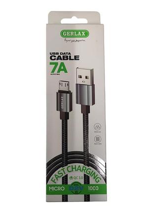 Кабель micro usb 2.4а обплетений тканиною d2v, 23360 gerlax