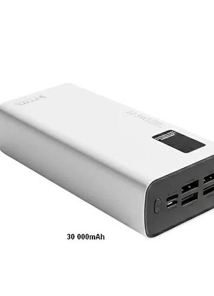 Павер банк 30 000 mah/4usb/22.5w/pd/led дисплей, білий, mt-4530 (туреччина), 28889