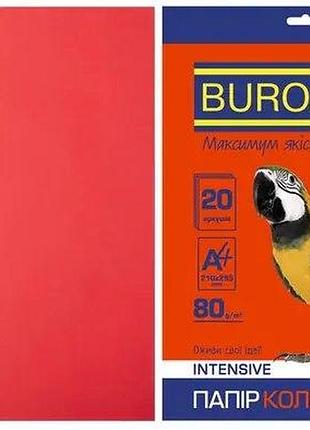 Папір кольоровий а4, червоний intensiv (набір 20 аркушів, 80 г/м2 ), bm.2721320-05 buromax