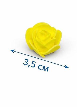 Штучна квітка, роза латексна 3.5 см., жовта ( упаковка 50 шт.)