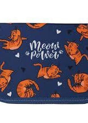 Шкільний пенал книжка для дівчат "meow power" 1 ярусний з 2 відворотами арт 23214с class