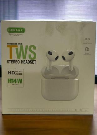 Навушники бездротові bluetooth tws 5.3v білі h14w, 27633 gerlax