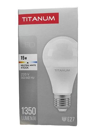 Лампочка led світлодіодна 15 вт 4100к біле світло е27 titanum