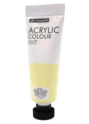Художня фарба акрилова пастельно жовта "pastel yellow", 75мл. в тюбику, fea201 art ranger