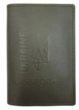 Обкладинка на паспорт україни "тризуб", екошкіра хакі 19850