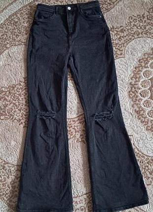 Черные джинсы клеш h&amp;m с высокой талией (flare) (размер xs-s / 170 см / 14+ лет)