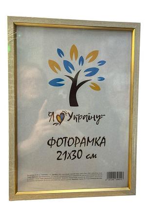 Фоторамка 21*30 см., бежева з золотистим