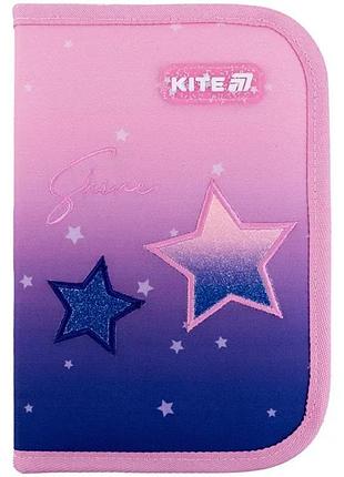 Шкільний пенал книжка 1 відділення, 2 відвороти "sparkling" k25-622-1 kite
