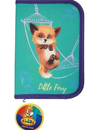 Шкільний пенал книжка для дівчат "little foxy" 1 ярусний з 1 відворотом арт 23113с class