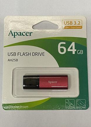 Usb флешнакопичувач 64 гб червона usb 3.2 ан25b apacer