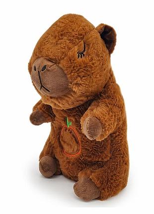 Інтерактивна іграшка для сну, сплюшка "капібара коричнева" 30 см, дихає, з колисковими та підсвічуванням, на батарейках 853-3