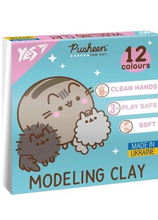 Пластилін 12 кольорів 240 грам "pusheen", 540669 yes