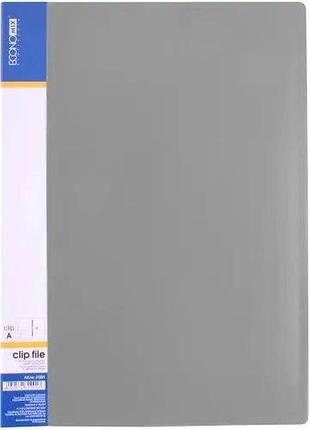 Папка а4 швидкозшивач сlip a, сіра 31207-10 economix