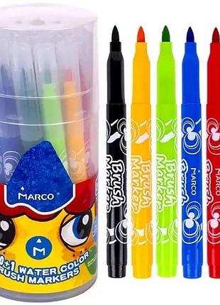 Фломастери - пензлики 21 кол. в пластиковій тубі "super washable" арт. 1633-21р marco