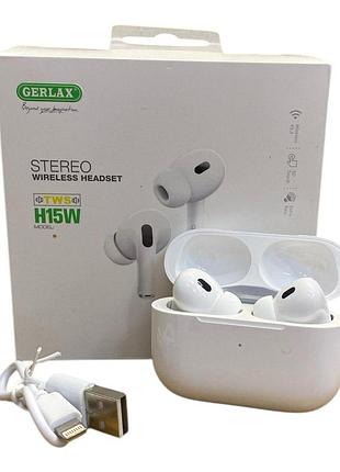 Навушники бездротові bluetooth tws/5.3/25mah/200mah h15w, 21973 gerlax