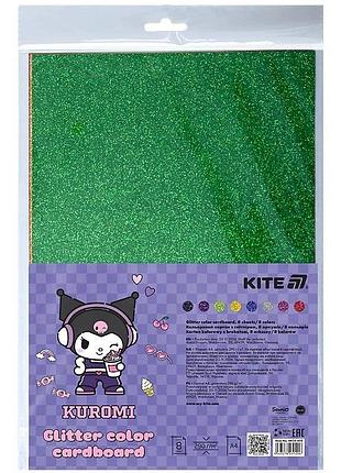 Кольоровий картон з гліттером. набір 8 аркушів а4, hk24-422 kite