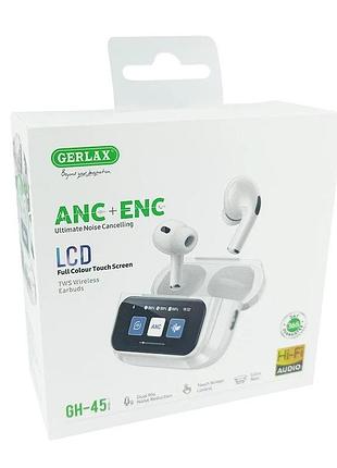 Навушники бездротові bluetooth tws/bt5.4/30mah/300mahl/lcd дисплей/ anc/enc арт. gh-45, 16468 gerlax