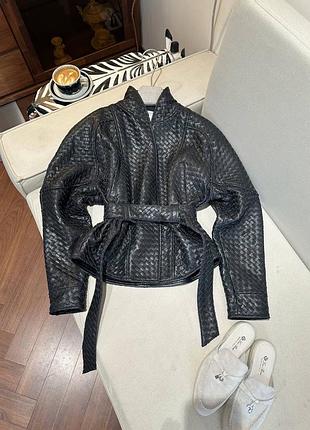 Жіноча плетена куртка з натуральної шкіри bottega veneta