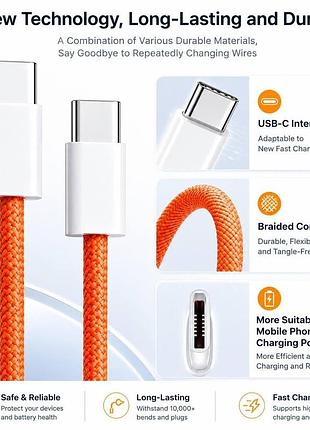 Кабель 2м usb c to usb c 60w шнур провод для телефона планшета поддержка fast charge
