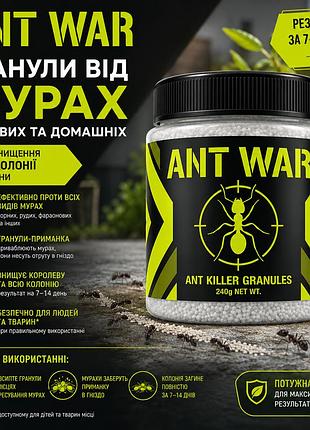 Гранулы от садовых и домашних муравьев ant war 240 г — полное уничтожение всей колонии изнутри за 7-14 дней