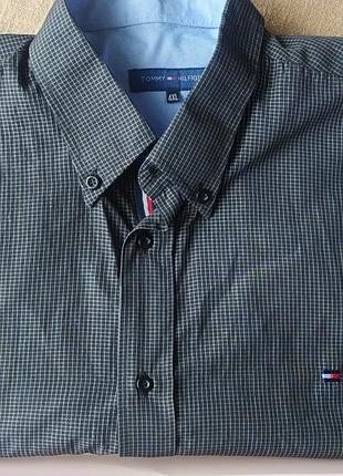 Tommy hilfiger/ мужская оригинальная хлопковая рубашка с коротким рукавом