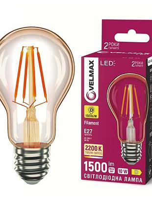 Лампа світлодіодна velmax filament 21-40-25 v-fa-a60 10w e27 2200k