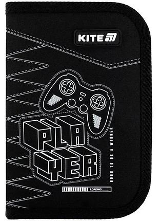 Шкільний пенал книжка для хлопчика, 1 відділення, 2 відвороти "player" k25-622-6 kite