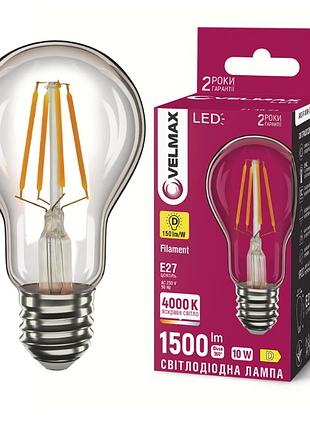 Лампа світлодіодна velmax filament 21-40-23 v-fa-a60 10w e27 4000k