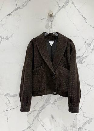 Жіноча плетена куртка з натуральної замші bottega veneta