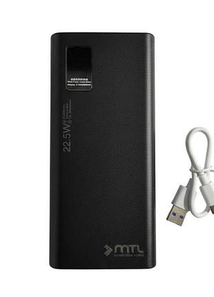 Павер банк 20 000 mah/2usb/22.5w/pd/led дисплей, чорний, mt-4520 (туреччина), 28711