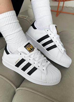 Белые кроссовки женские, adidas superstar white premium, кроссовки