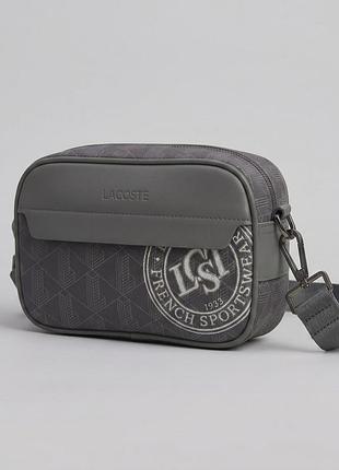 Чоловіча брендова сумка, барсетка на плече lacoste (1097) grey