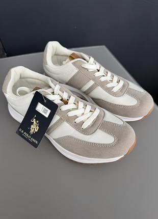 Світлі кросівки  us polo assn білі бежеві 7 розмір поло кеди взуття